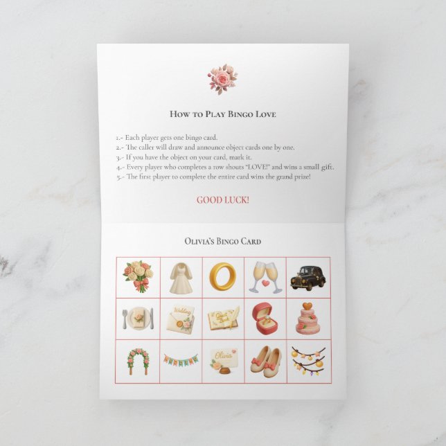 Tarjeta Festiva Bridal Shower Bingo Game Board4. Fun Party (Interior)