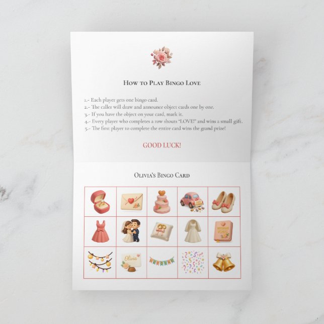 Tarjeta Festiva Bridal Shower Bingo Game Board6. Fun Party (Interior)
