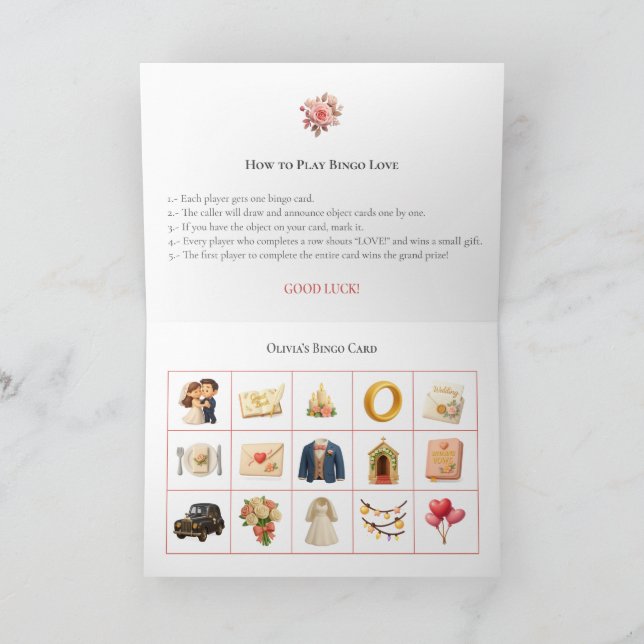 Tarjeta Festiva Bridal Shower Bingo Game Board9. Fun Party (Interior)