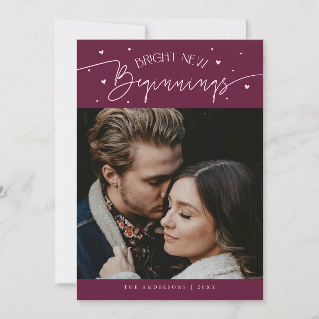 Tarjeta Festiva Bright Beginnings New Year Cranberry Photo  (Anverso)
