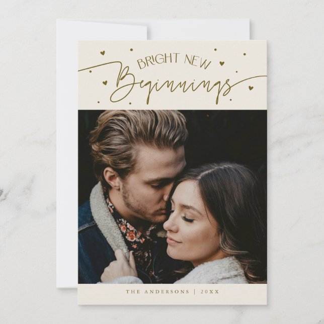 Tarjeta Festiva Bright Beginnings New Year Cream Photo  (Anverso)