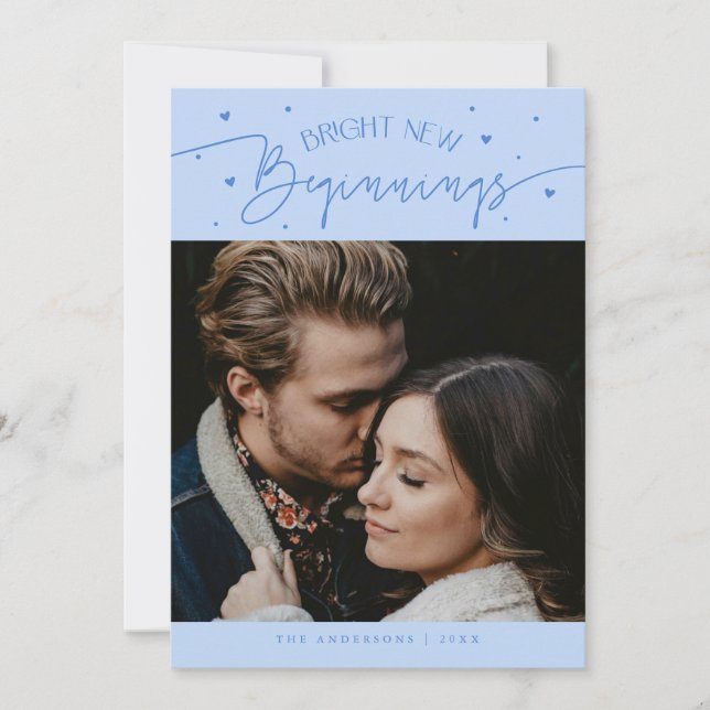 Tarjeta Festiva Bright Beginnings New Year Icy Blue Photo  (Anverso)