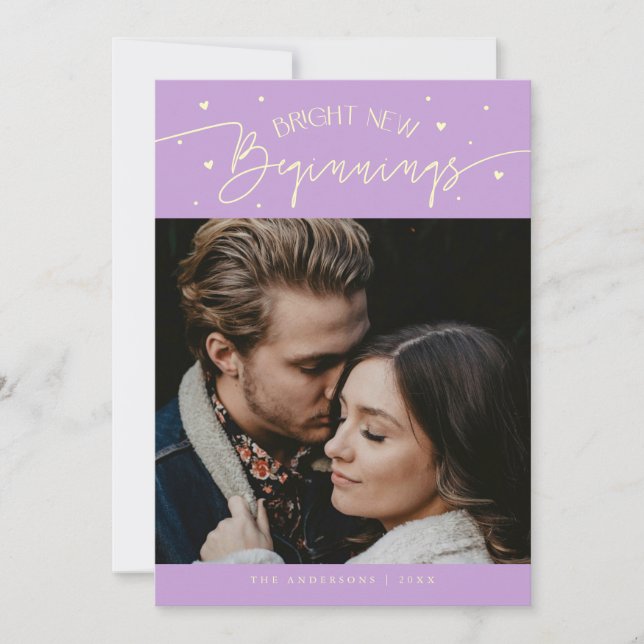 Tarjeta Festiva Bright Beginnings New Year Lemon Wisteria Photo  (Anverso)