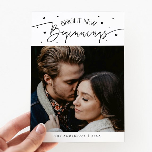 Tarjeta Festiva Bright Beginnings New Year White Photo  (Subido por el creador)