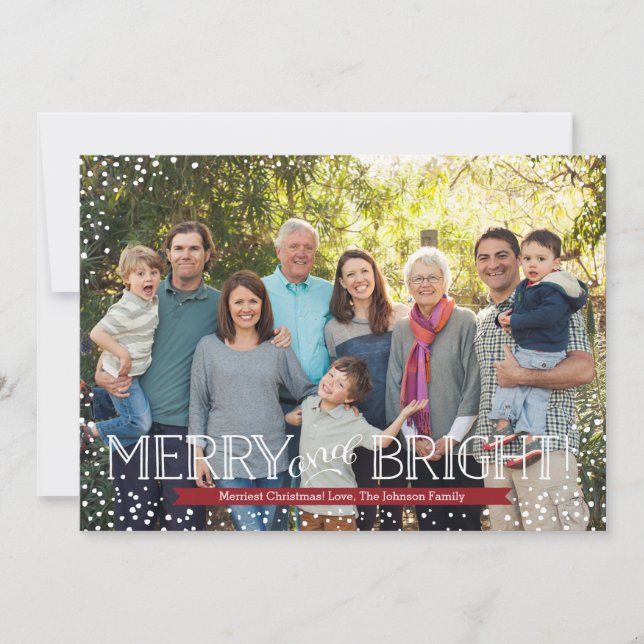 Tarjeta Festiva Bright Blizzard Holiday Photo Card - Red (Anverso)