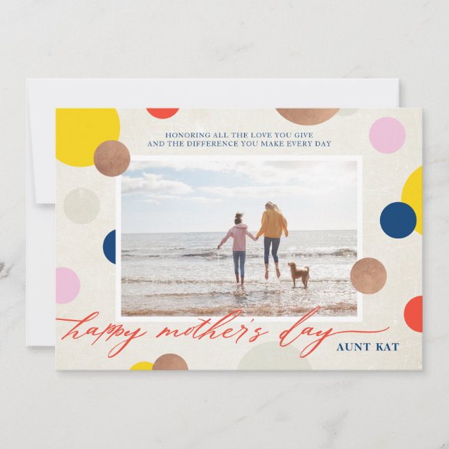Tarjeta Festiva Bright Dots Happy Mother's Day Aunt Photo (Anverso)