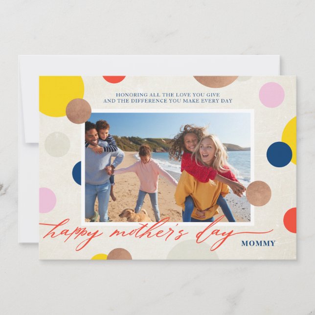 Tarjeta Festiva Bright Dots Happy Mother's Day Mommy Photo (Anverso)
