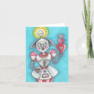 Tarjeta Festiva Bright Idea CHICA ROBOT NOTE CARTA en blanco