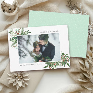 Tarjeta Festiva Bright Joy Foto de Mistletoe Sprig casada