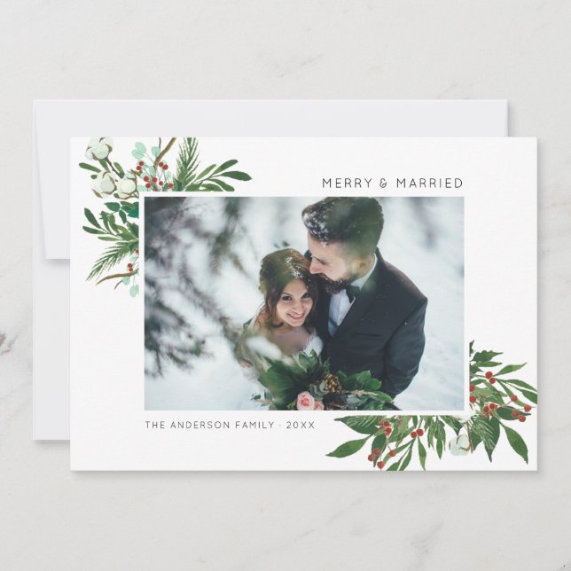 Tarjeta Festiva Bright Joy | Foto de Mistletoe Sprig de Merry & Ma (Anverso)