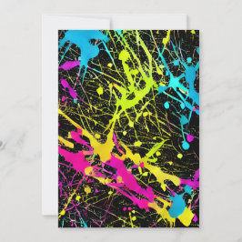 Tarjeta Festiva Bright Neon Paint Splatter