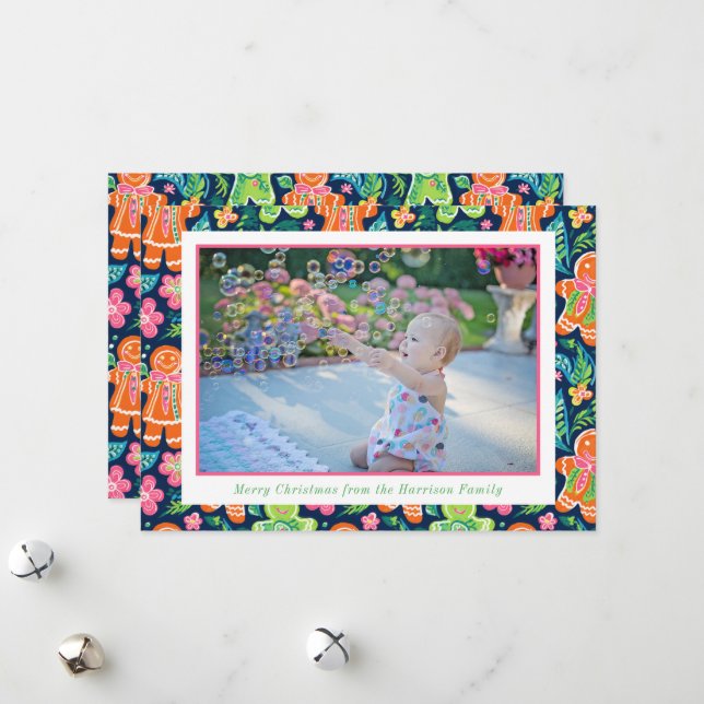 Tarjeta Festiva Bright Palm Beach Navidades Gingerbread Foto (Anverso/Reverso In Situ)