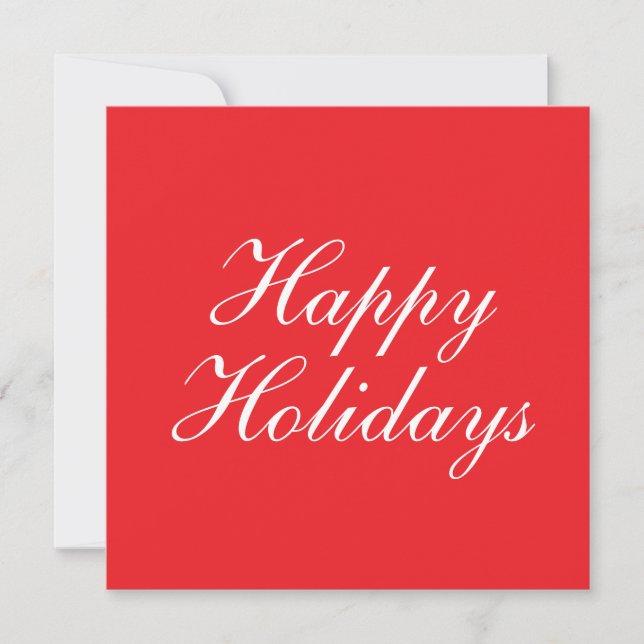 Tarjeta Festiva Bright Red Plain Elegant Happy Holidays Message (Anverso)