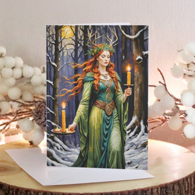 Tarjeta Festiva Brigid Imbolc Candlemas Forest Celtic Wiccan (Brigid Imbolc Candlemas Forest Celtic Wiccan Holiday Greeting Card)