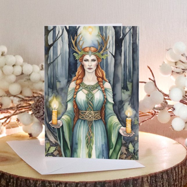 Tarjeta Festiva Brigid Imbolc Candlemas Forest Celtic Wiccan (Brigid Imbolc Candlemas Forest Celtic Wiccan Holiday Card)
