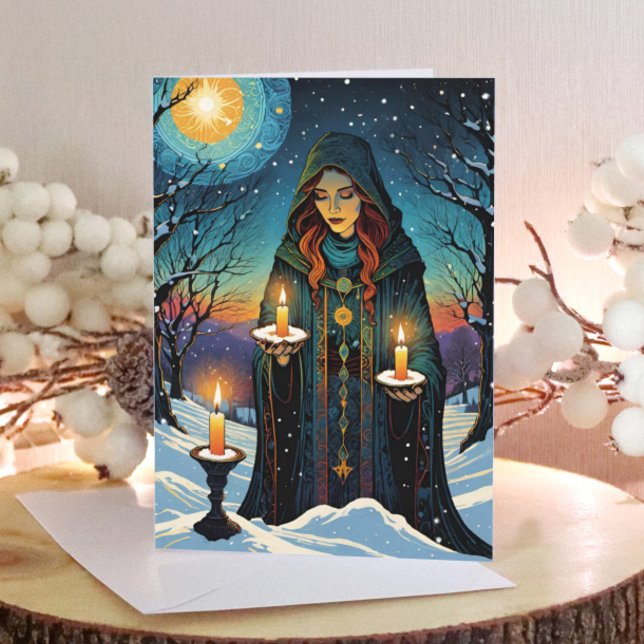 Tarjeta Festiva Brigid Imbolc Candlemas Forest Celtic Wiccan (Brigid Imbolc Candlemas Forest Celtic Wiccan Holiday Card)