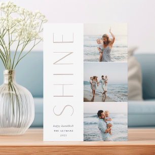 Tarjeta Festiva Brilla   Hanukkah de 3 Collages de fotos modernos