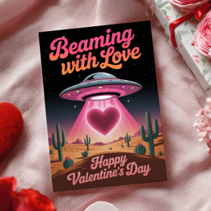Tarjeta Festiva Brillando con Amor Retro Feliz Día de San Valentín