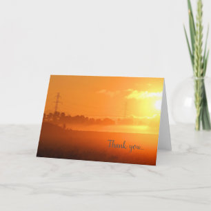 Tarjeta Festiva Brillante Amanecer Amarillo mañana Niebla Gracias 
