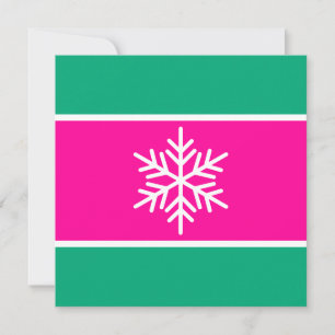 Tarjeta Festiva Brillante rosa Verde Verde Azul franja blanca Snow