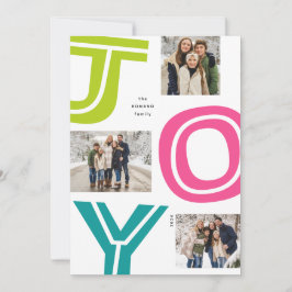 Tarjeta Festiva Brillante y colorido JOY diversión tres Navidades