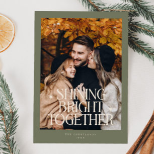 Tarjeta Festiva Brillantes Brillantes Juntos Foto Sage Green