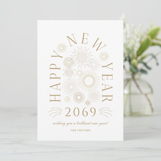 Tarjeta Festiva Brilliant New Year Firework Business Greeting Card (Anverso de pie)
