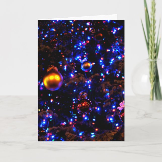 Tarjeta Festiva Brillo azul de vacaciones (Anverso)