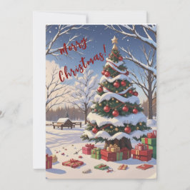 Tarjeta Festiva Brillo de árbol y regalos