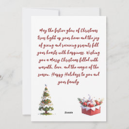 Tarjeta Festiva Brillo de árbol y regalos