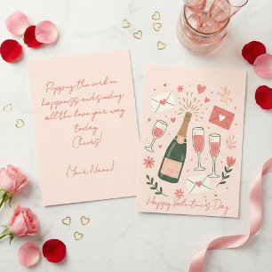 Tarjeta Festiva Brindis de Champagne con Corcho que Salta Día de S