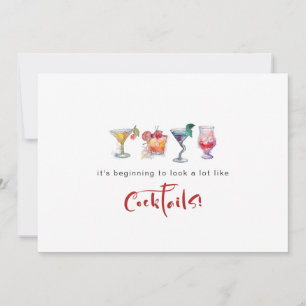Tarjeta Festiva Brindis Divertidos Para La Temporada Cócteles