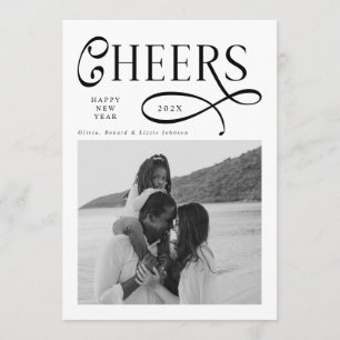 Tarjeta Festiva Brindis Feliz Año Nuevo Moderno Chic Familia 2 Fot