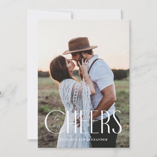 Tarjeta Festiva Brindis modernos para Año Nuevo (Anverso)