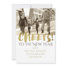 Brindis por el Año Nuevo Foto Dorada y Blanca