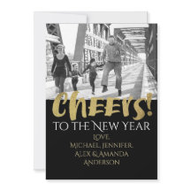 Brindis por el Año Nuevo Foto Dorada y Negra