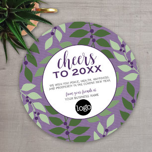 Tarjeta Festiva Brindis por el Año Nuevo - Morado y Verde