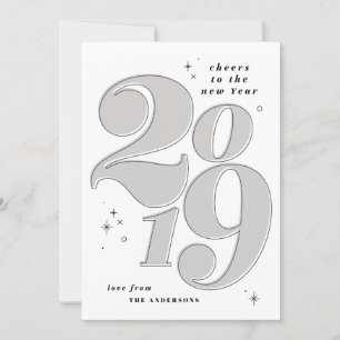 Tarjeta Festiva Brindis por el año nuevo negrita 2019