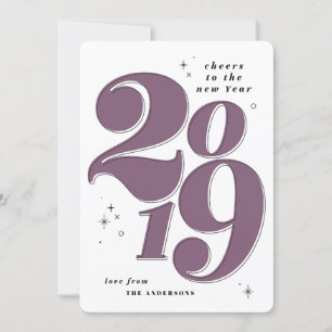 Tarjeta Festiva Brindis por el año nuevo negrita 2019