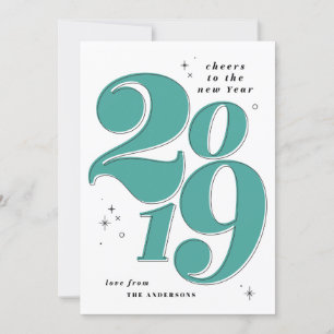 Tarjeta Festiva Brindis por el año nuevo negrita 2019 multi foto