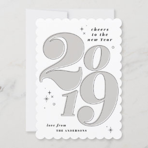 Tarjeta Festiva Brindis por el año nuevo negrita 2019 multi foto