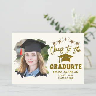 Tarjeta Festiva Brindis por el Graduado Foto Personalizada Nombre 