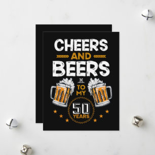 Tarjeta Festiva Brindis y Cervezas por mis 50 Años