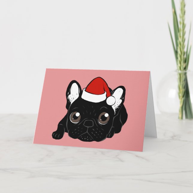 Tarjeta Festiva Brindle Frenchie ama la temporada de Navidades (Anverso)