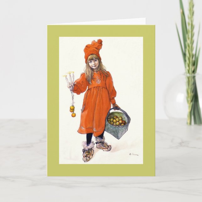 Tarjeta Festiva Brita (Iduna) con Velas y manzanas (Anverso)