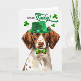 Tarjeta Festiva Brittany Spaniel Dog Lucky St Patrick's Day