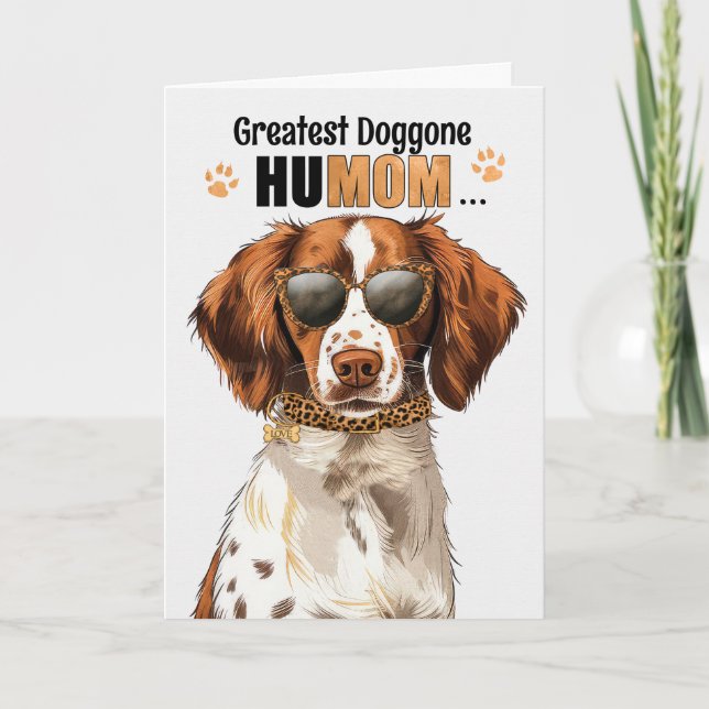 Tarjeta Festiva Brittany Spaniel Perro más grande Día de la Madre  (Anverso)