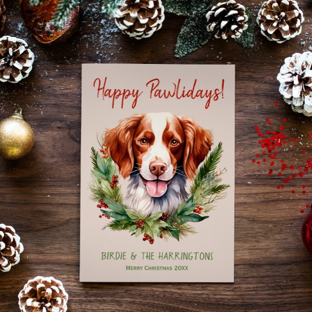 Tarjeta Festiva Brittany Spaniel Perro Navidades felices (Subido por el creador)