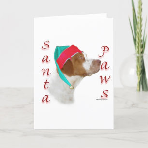 Tarjeta Festiva Brittany Spaniel Santa Paws