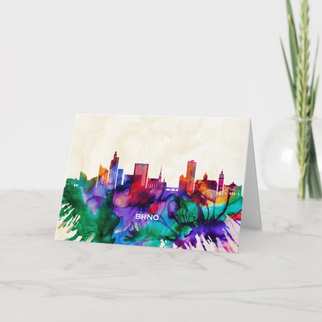 Tarjeta Festiva Brno Skyline (Anverso)